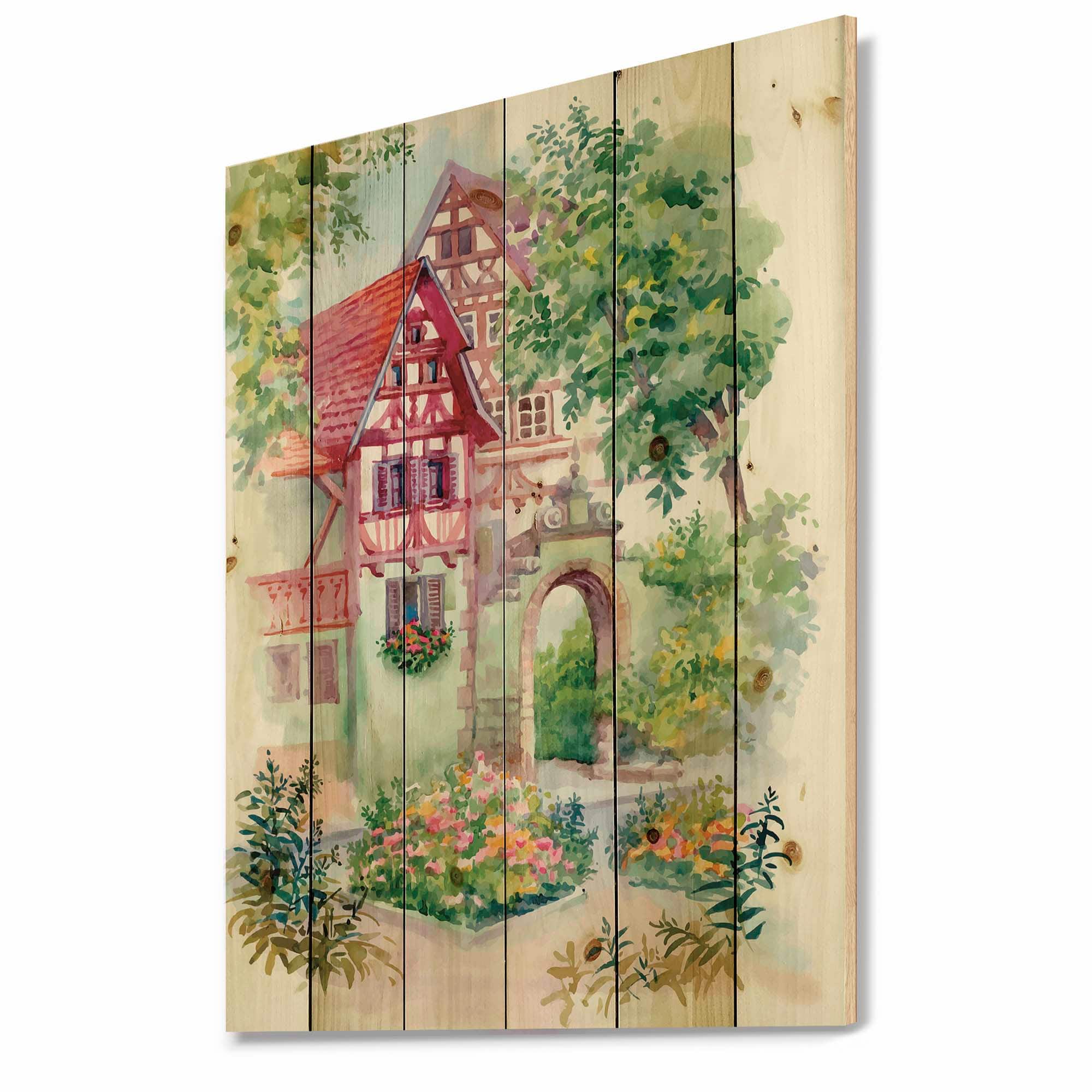 Designart - Red Rustic House In The Country Side